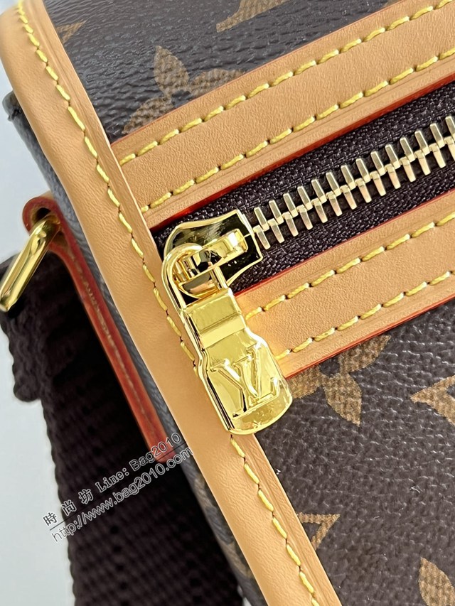 LV專櫃2023新款中古老花橫拉鏈蓋頭郵差斜挎包 M40106老花 路易威登男士肩背包 dn1114